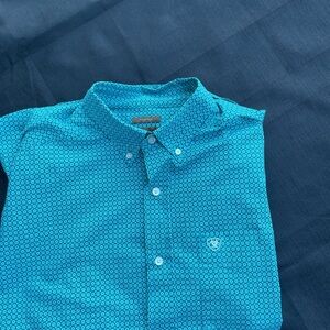 Ariat Men's Teal Patterned Button-Down Shirt
